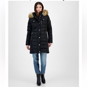 Michael Kors Faux Fur Trim Hooded Puffer Coat